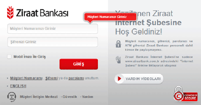 ziraat bankası internet bankacılığı başvuru